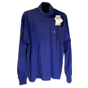Ralph Lauren Mens Turtleneck Size L NEW Blue Polo Player Logo Cotton Made in USA
